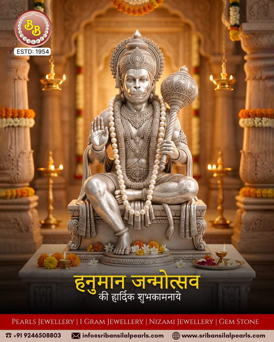 PearlsSri's tweet photo. A symbol of strength, a heart full of devotion. ✨ On this auspicious day of Hanuman Janmotsav, we celebrate the power of faith and the beauty of tradition.

May Lord Hanuman bless you with the courage to face every challenge and the wisdom to achieve all your dreams. https://t.co/iXEoPOWOUy