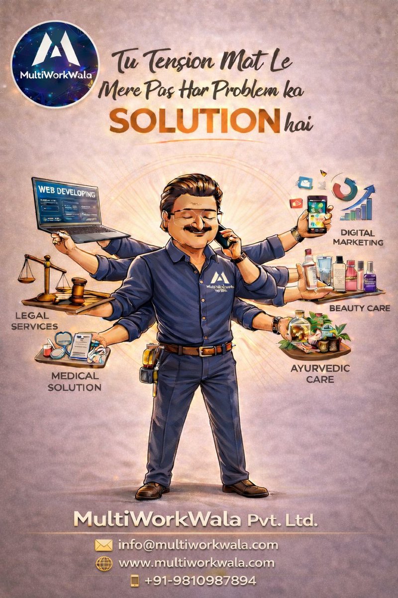 multiworkwala's tweet photo. Tu tension mat le mere pas har problem ka Solution hai. 
#MultiWorkWala #MultiSolutionPlatform https://t.co/cLGQqrZ466