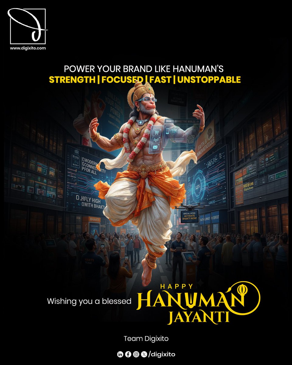 digixito's tweet photo. On Hanuman Jayanti, we celebrate strength, focus, and fearless execution.
 
Digixito empowers brands to scale smarter, drive consistent growth, and turn bold visions into measurable revenue.

#hanumanjayantivibes #fearlessexecution #scalesmarter #digitalgrowth https://t.co/ec1eS3Ne4i