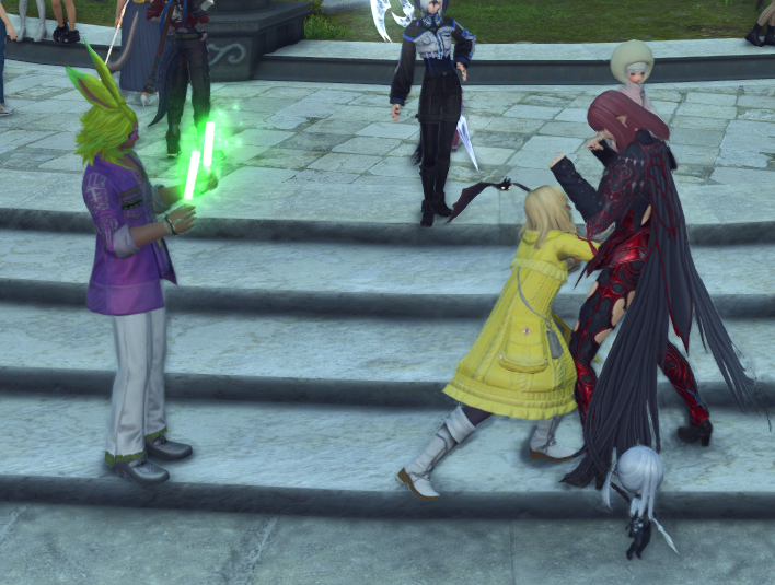 AionAeternitas's tweet photo. Shenanigans with the FC. If you ever see us around Jenova, come say hi 😂
#ffxiv #ff14 #DancingGreen #ダンシング・グリーン #エヘーヤ #Viera #ヴィエラ #hyur #ヒューラン #Elezen #エレゼン #ヴァンプ・ファタール #ハニー・B・ラブリー #VampFatale #HoneyBLovely https://t.co/iF9gcLDIpt