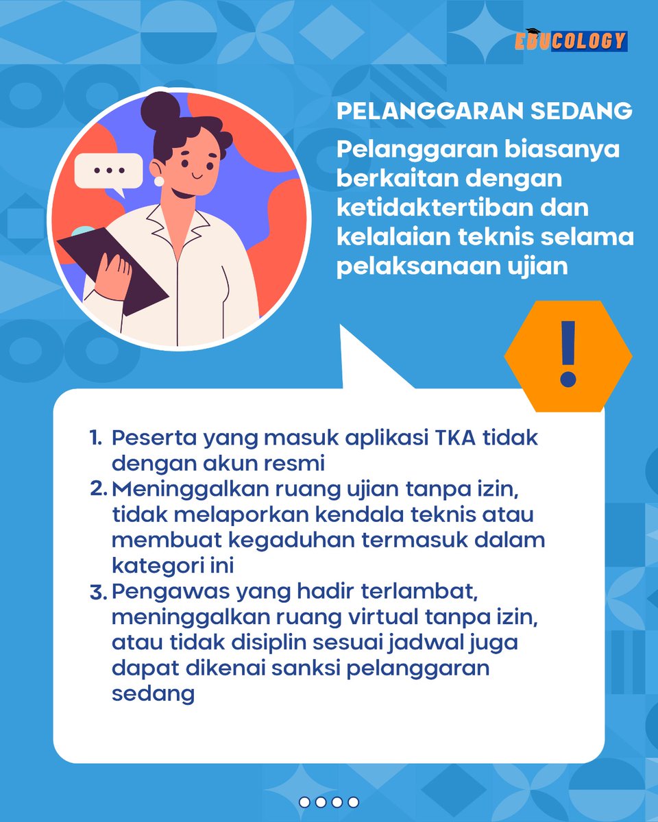 educology_id's tweet photo. Sahabat Edu, pelaksanaan TKA SD - SMP sebentar lagi akan segera dilaksanakan๐๐ป
Sebelum itu, MinEdu mau kasih tahu nih jenis-jenis pelanggaran dalam pelaksanaan TKA yang jika dilanggar akan berakibat kamu dapat nilai nol, loh!
#TKA2026 #TKASD #TKASMP https://t.co/ClMrpBSt9M