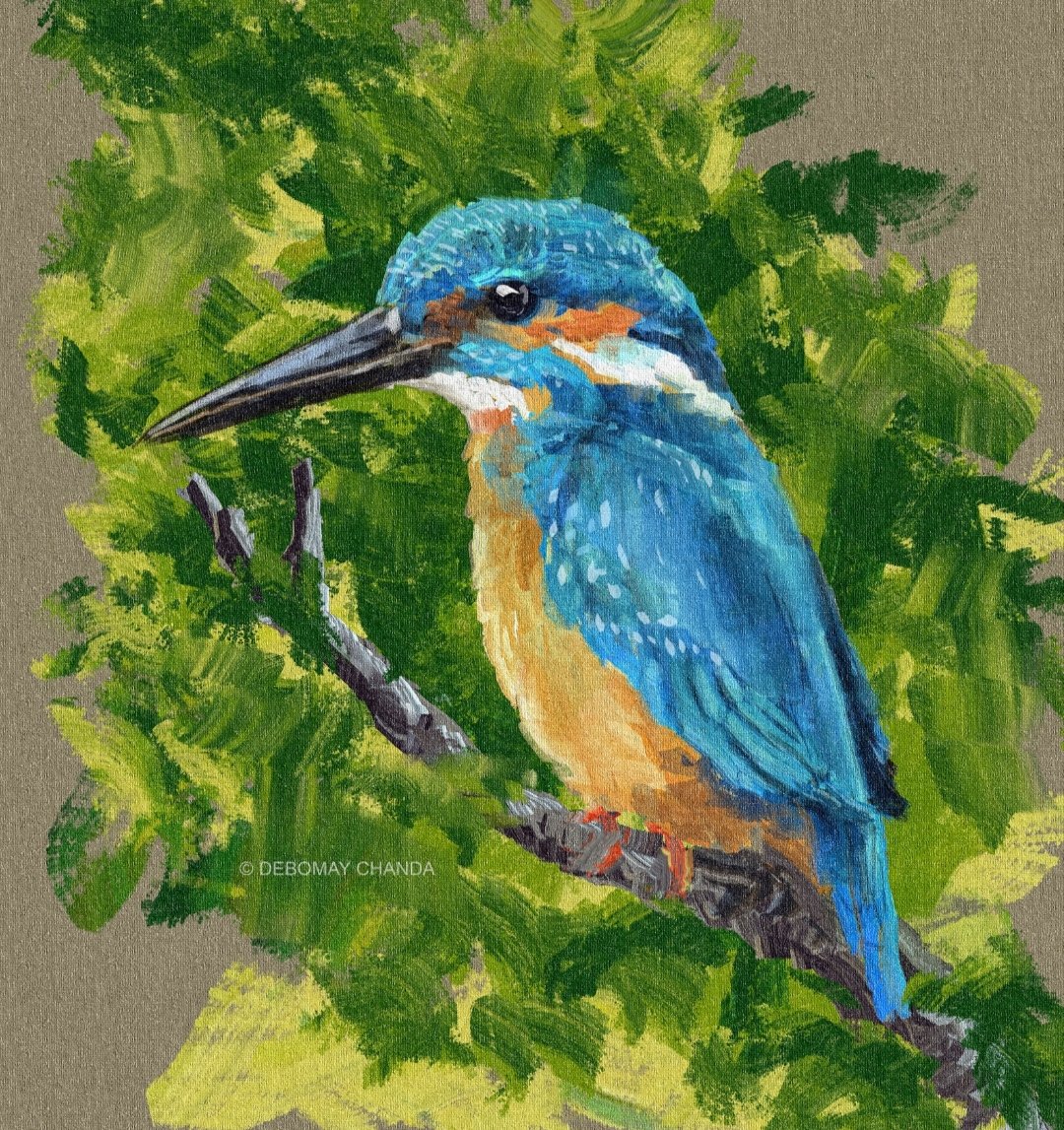 DebomayC's tweet photo. This is my attempt to capture the Common Kingfisher using bold brush strokes in an impression style. More focus on feeling than fine details.

© Illustrated by Debomay Chanda

#CommonKingfisher #ImpressionArt #WildlifeArt #BirdIllustration #NatureArt #WildlifeIllustration https://t.co/9i5YuY0EdY