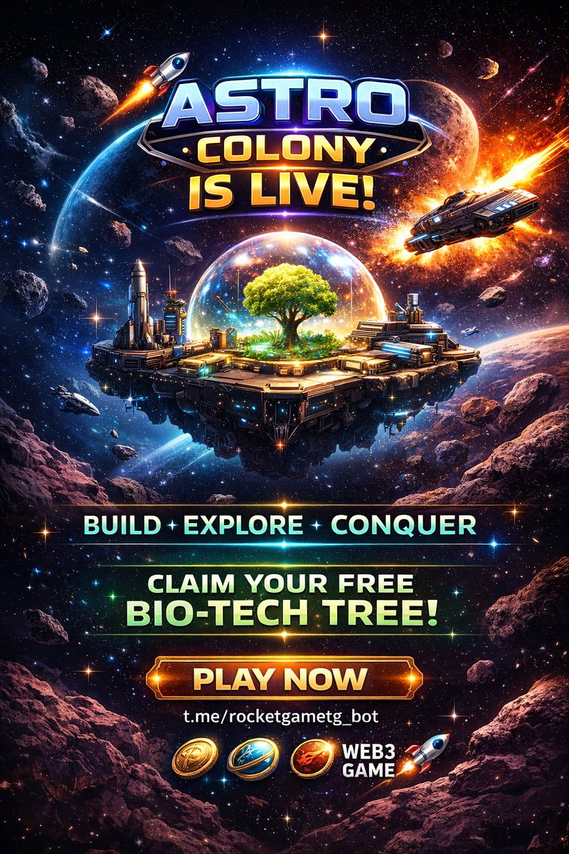CryptoNestSOL's tweet photo. 🚀 ASTRO COLONY IS LIVE! 🪐 

🎁 FREE Bio-Tech Tree for every new player
🛰 Build • Explore • Earn • Expand
⚡ Compete, grow, dominate the galaxy

🔗 PLAY NOW:
https://t.co/L2hb9QyhTF

#AstroColony #Web3Gaming #TelegramGame #Crypto 🚀 https://t.co/7PLjUDjf0C