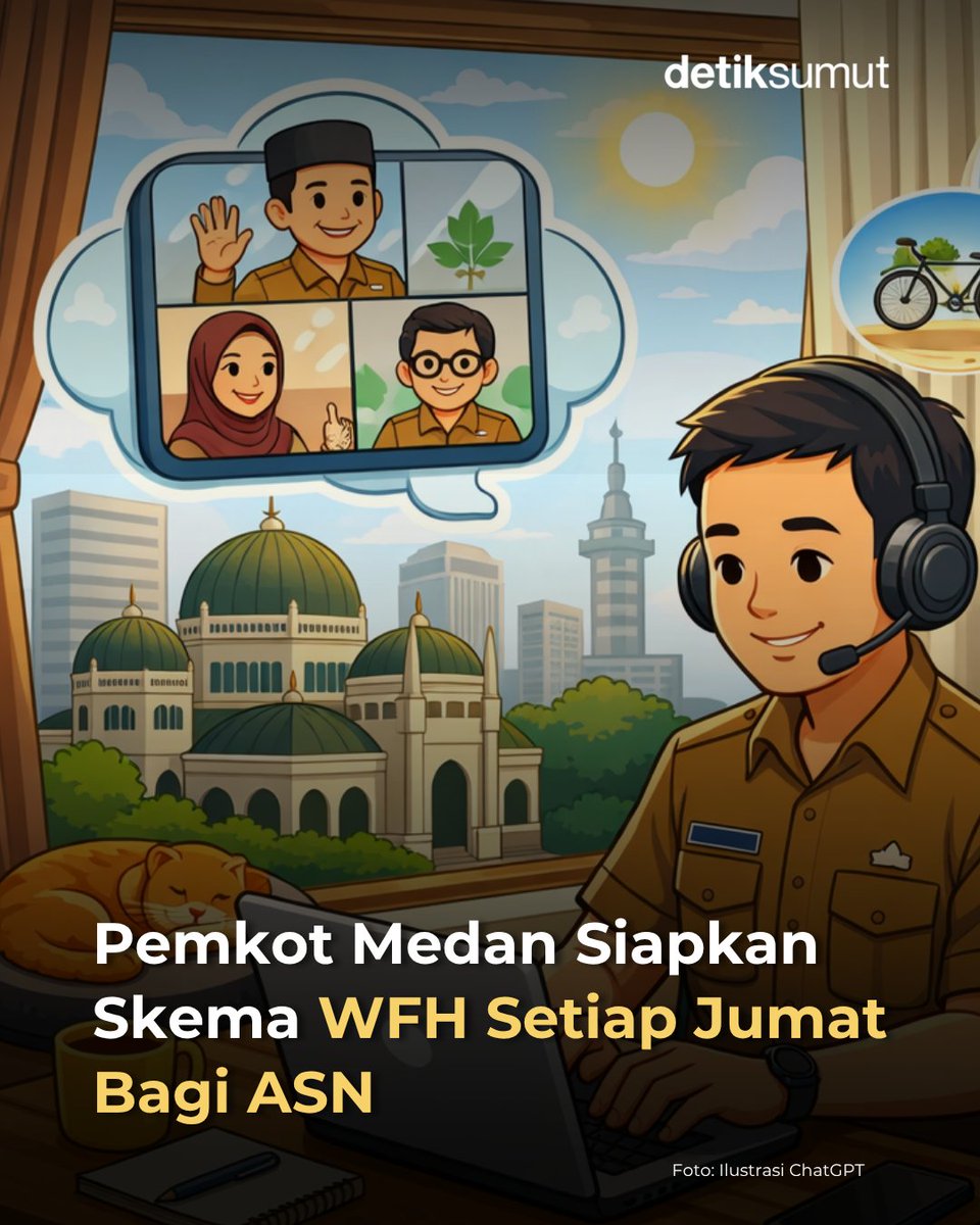 detiksumut_'s tweet image. Pemkot Medan tengah menyiapkan skema terkait pelaksanaan WFH setiap Hari Jumat bagi ASN. Skema pelaksanaannya masih disiapkan.

#pemkotmedan #wfh #workfromhome #as