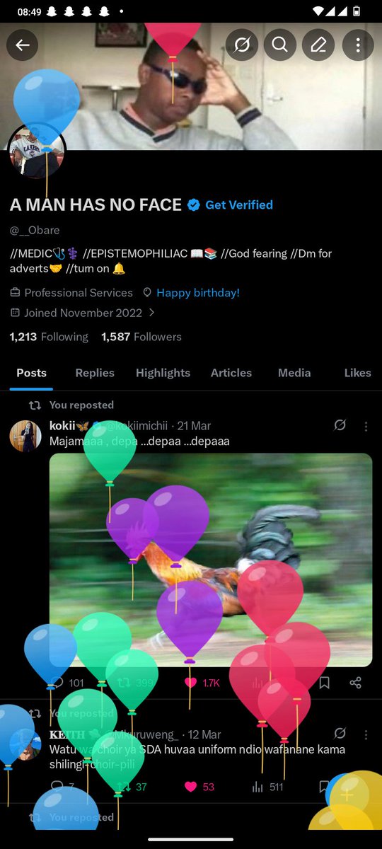 __Obare's tweet photo. Ballons 🎈 on my tl karibu nitokee fools day😂😂 https://t.co/RMlHGY8MFa