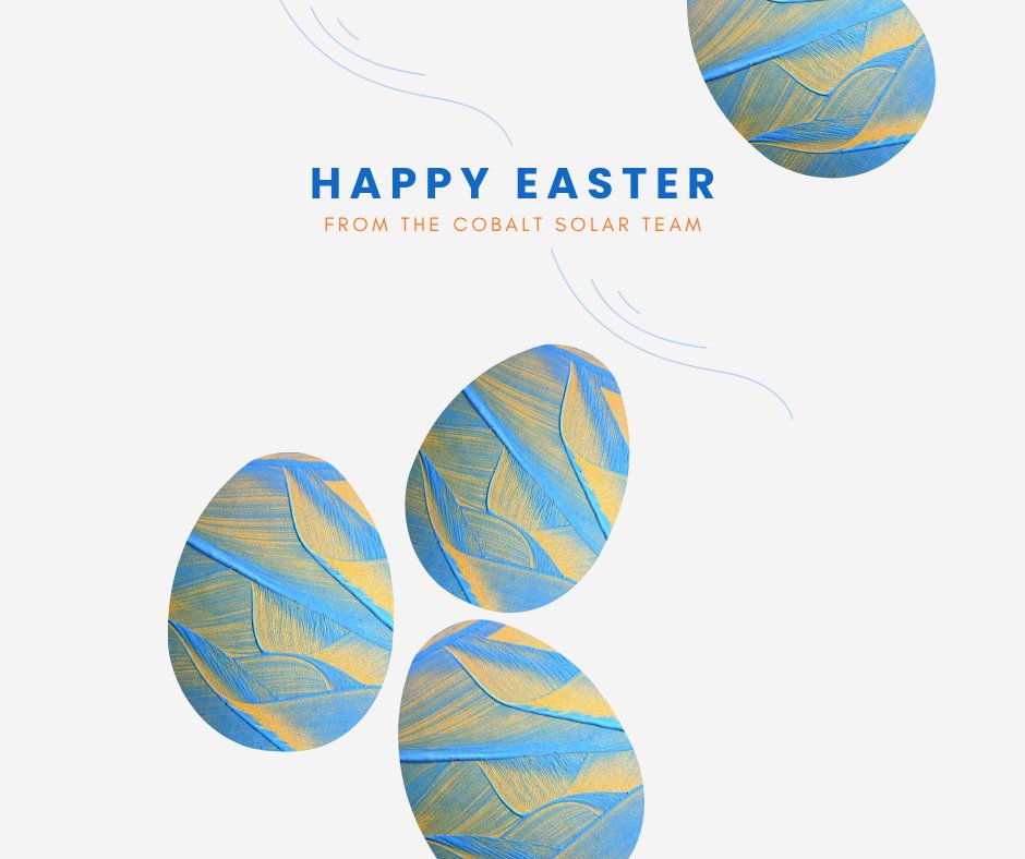 CobaltSolar's tweet photo. Happy Easter from our team 🐣
We hope you enjoy the long weekend!

We’ll be closed Friday &amp; Monday and will reopen as usual after the break.

#happyeaster #longweekend #cobaltsolarenergy #relax https://t.co/S7aBbJVfGN