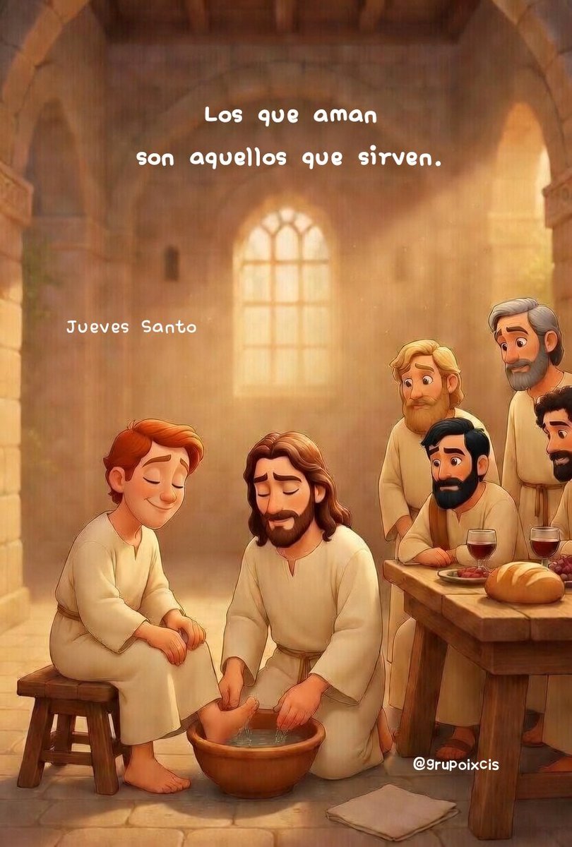 Jueves Santo.
Aquel día, al arrodillarse para lavar los pies los discípulos, el servicio se convirtió en el estilo de vida de todo aquel que quiera seguirle.
#JuevesSanto