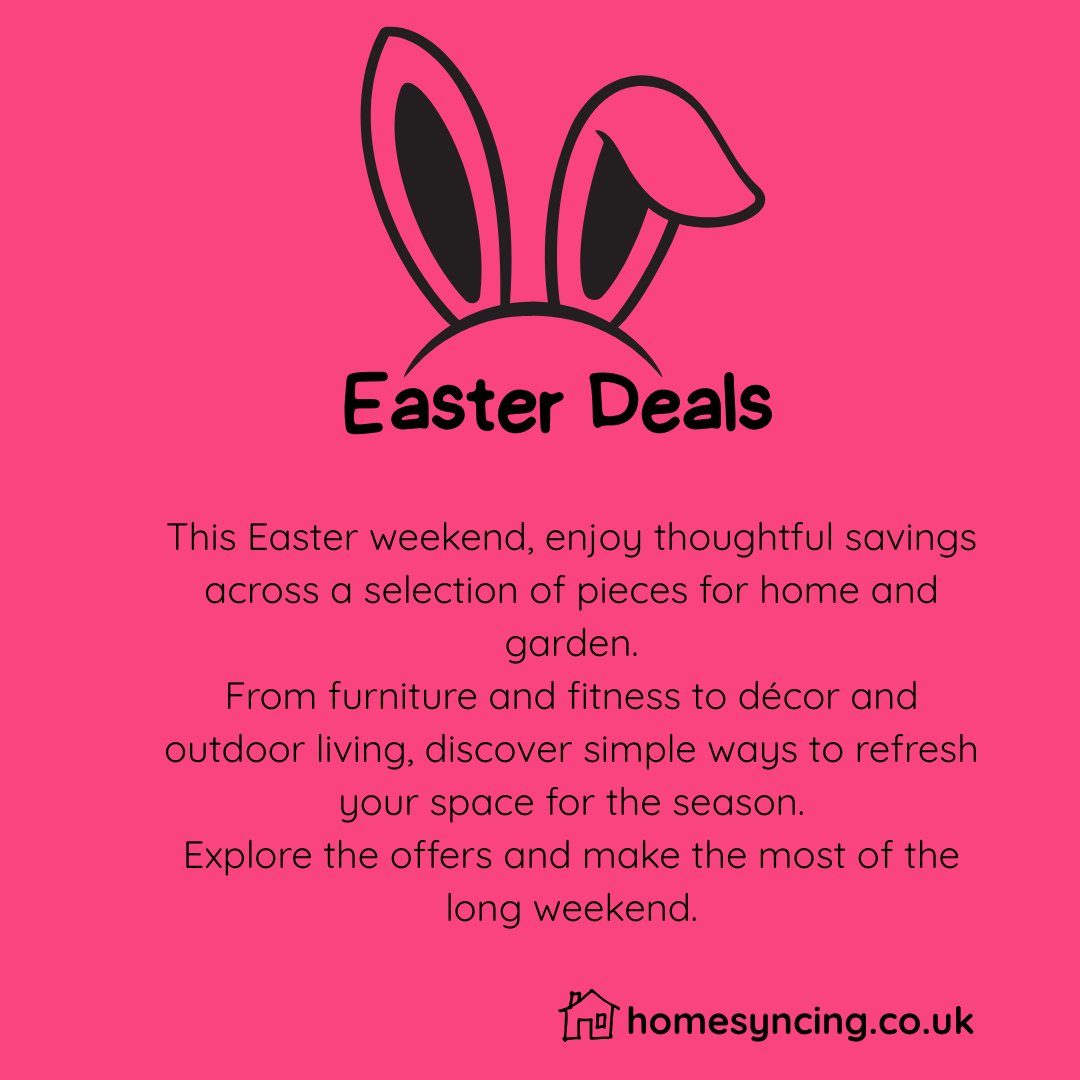 homesyncing's tweet image. 🐣 Easter Deals are here 🐣

Shop now → homesyncing.co.uk

#EasterDeals #HomeRefresh #SpringLiving #GardenStyle #InteriorInspo #HomeDecor #ShopNow #UKHomes #OutdoorLiving #houseandhone #homedecor #beautifulhome #colourfulhome