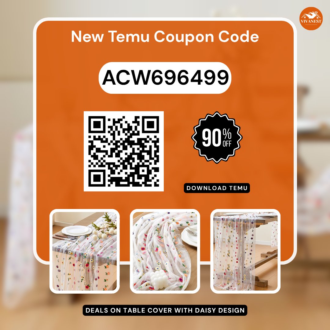 vivanest_home's tweet image. Whether you're hosting a spring brunch or just want to brighten up your daily workspace, this delicate mesh runner adds instant elegance to any surface. 🥂

🎟️ Use Code: ACW696499 💰 Save: 90% OFF for new and existing customers!

#TemuHaul #TablescapeInspo #BohoHome