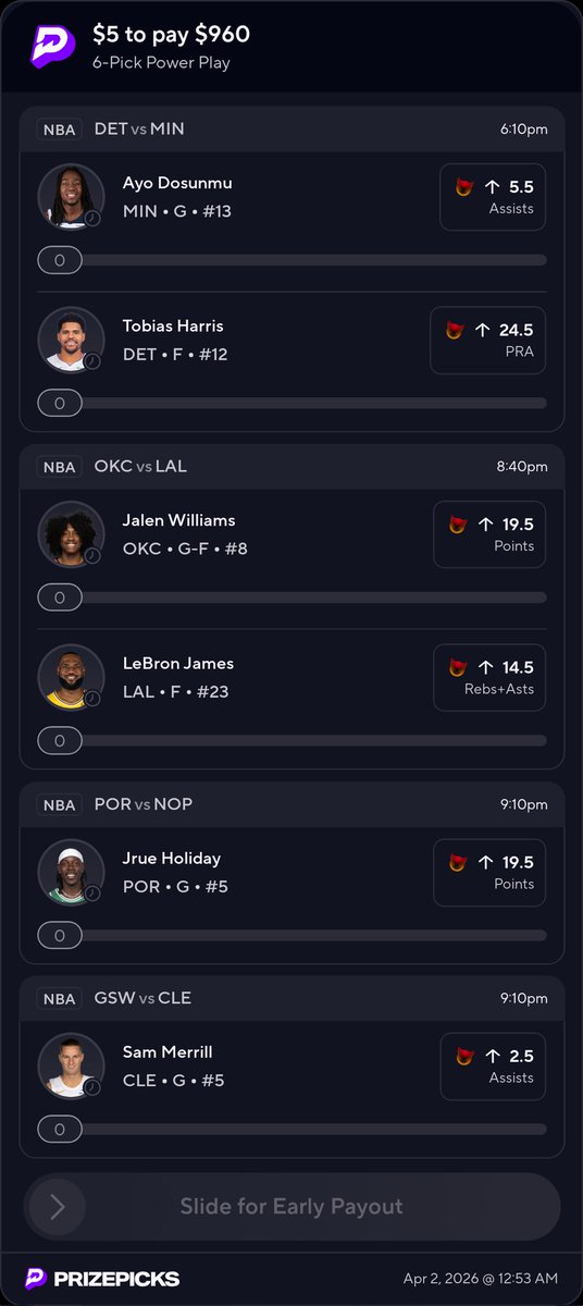 Lo_Limp's tweet image. prizepicks.onelink.me/gCQS/shareEntr…

#PrizePicks #Nba #Demons 😈🤺🔥🔥🔥

Can Unc Get Some Luck On Dis One?