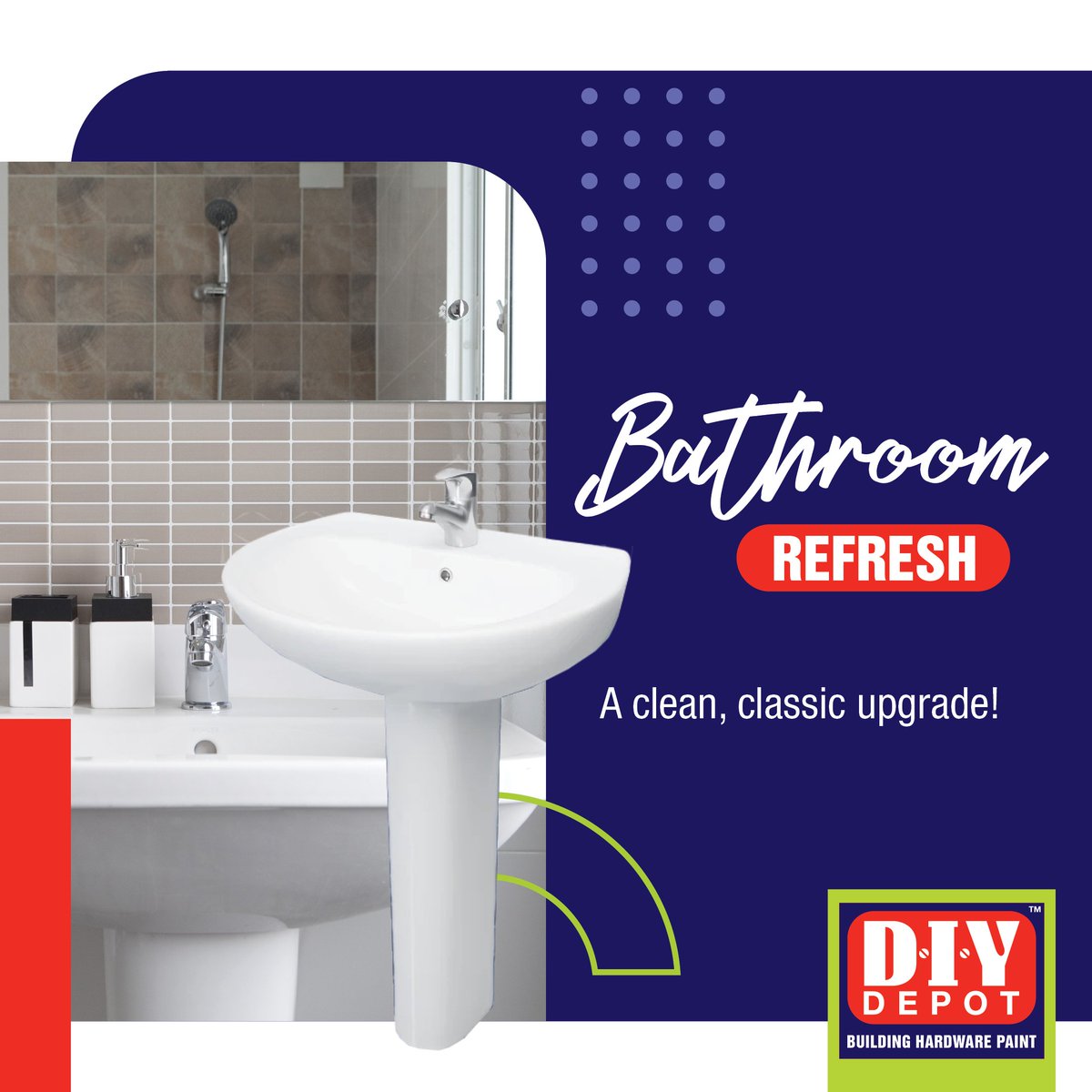 Give your bathroom a clean, classic refresh with the Lecico Atlas Basin &amp; Pedestal Combo 🚿🛁Sleek, easy to install and perfect for that bathroom upgrade you've been meaning to do. A timeless fit for any space.
✨ Neat design, high quality - and great value too.

#DIYDepot