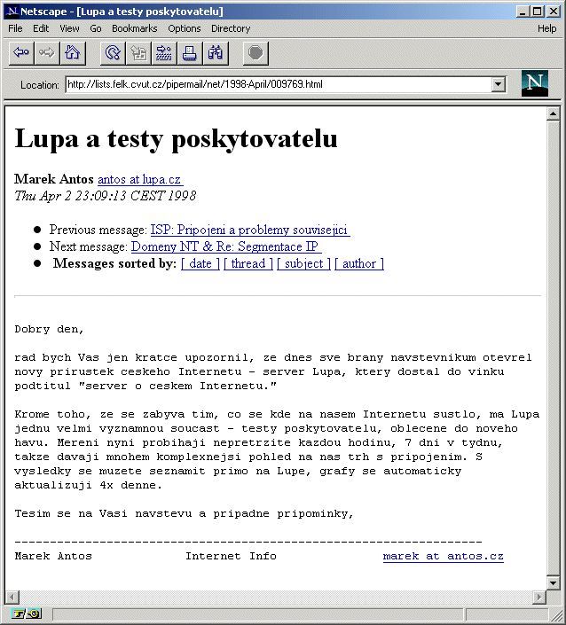 muzeum_CZ's tweet photo. Před 28 lety, ve čtvrtek 2. dubna 1998, byl spuštěn nový "Server o českém Internetu". Možná jej budete znát, je v provozu dodnes. Vše nejlepší k narozeninám @Lupacz 🎂 https://t.co/IxPJqKCEeq https://t.co/mnfjxIYZgS https://t.co/iPWgNyLee8