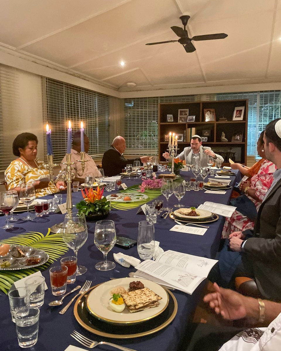 USEmbassySuva's tweet photo. Chargé d’Affaires John Degory was honored to host a Seder dinner for Deputy Prime Minister and Minister for @MTCAFiji, the Honorable @ViliameGavoka, Acting Minister for Policing and Attorney General and Minister for Justice, the Honorable Siromi Turaga, and other government leaders and members of Fiji’s interfaith community to mark the beginning of Passover.  

As the United States celebrates 250 years of independence in 2026, we acknowledge the role our rich faith tradition has played in molding our country – a value we share with Fiji.  Passover is a chance to share in rich traditions, common stories, and the joy of gathering together as people of faith. Wishing a joyful Passover to all those celebrating. Chag Pesach Sameach!

#USwithFiji