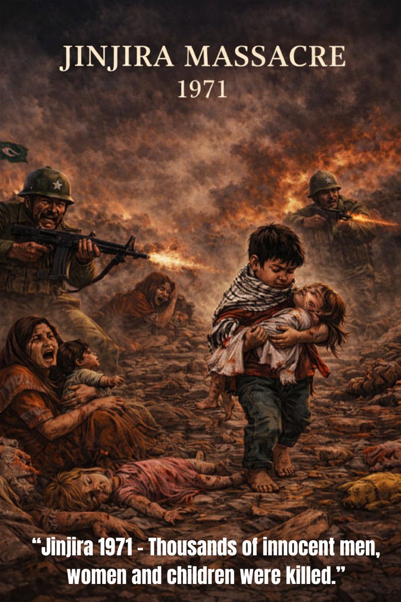 As Bengal was bombed and burned, the world watched in silence. Yet, Bangladesh’s resilience and
spirit shine through the ashes of genocide.

#JinjiraMassacre #PakAtrocities #1971Genocide