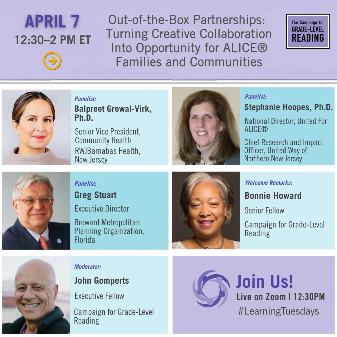 readingby3rd's tweet image. ALICE® partners from @UnitedWayNNJ, @United4ALICE, @RWJBarnabas, and others are sharing #outofthebox solutions that are igniting action across the country and changing the national dialogue about financial hardship on 4/7 @ 12:30pm ET. Register Now: lnkd.in/gUqxEZNb