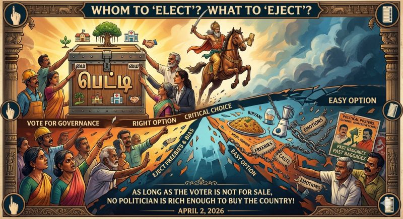 CorpSagePrakash's tweet image. Whom to ‘Elect’? What to ‘Eject’? – A ‘Kalki-esque’ Vision for the Polls!

tinyurl.com/y8k4b9cs

#TNAssemblyElection2026 #VoteForGovernance #NationalDevelopment #PHGNomics #CorporateSagePrakash