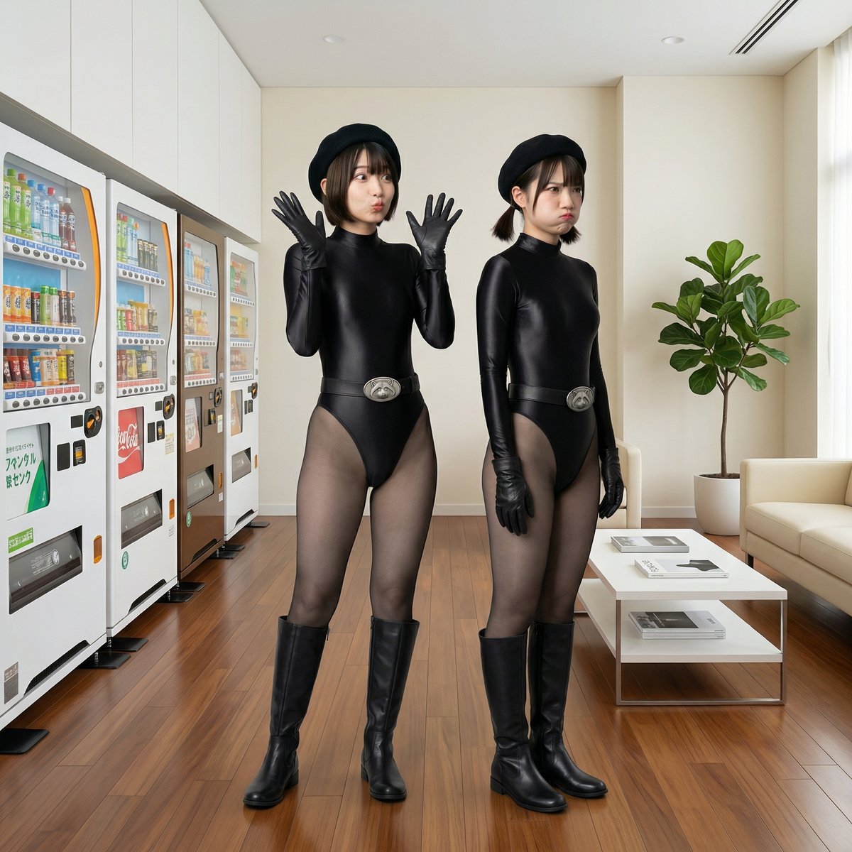 女戦闘員ちゃんの所属している組織では今年度の採用なありませんでした。

下から２番目の女戦闘員ちゃんは新人ちゃんをからかってます。
🖤「新人ちゃん♪後輩できなくて残念だったねぇ～」
新「せめて名前で呼んでくださいよぉ！」

#女戦闘員