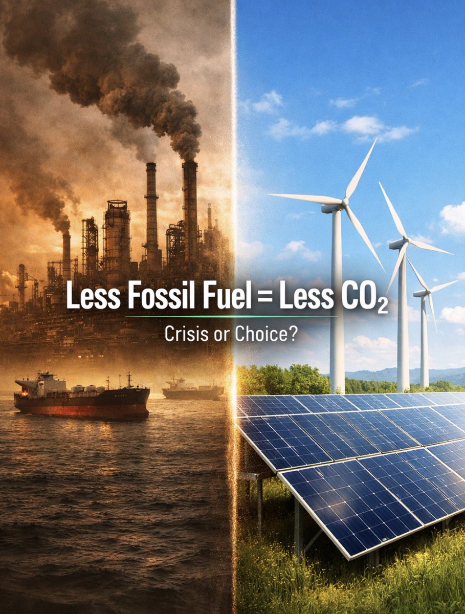 ReduceCO2Now_'s tweet photo. High fossil fuel prices + disrupted supply = less CO₂.
Current tensions may reduce global emissions short-term, just like COVID did.
War isn’t a solution. But it shows how fast emissions drop when fossil fuel use falls.
Time to accelerate the transition.
#ReduceCO2Now #Climate https://t.co/iaMWEgcV3K