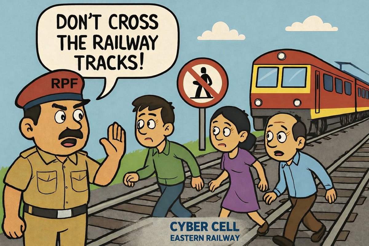 ErRpf's tweet photo. Your life is precious. Don’t risk it—use the Foot Over Bridge, not the tracks. আপনার জীবন অমূল্য। ঝুঁকি নেবেন না—ফুট ওভার ব্রিজ ব্যবহার করুন, রেললাইন নয়। #railwaysafety #usefob #passengerawareness
@RPF_INDIA
@RailMinIndia https://t.co/jXjwDxpKCF
