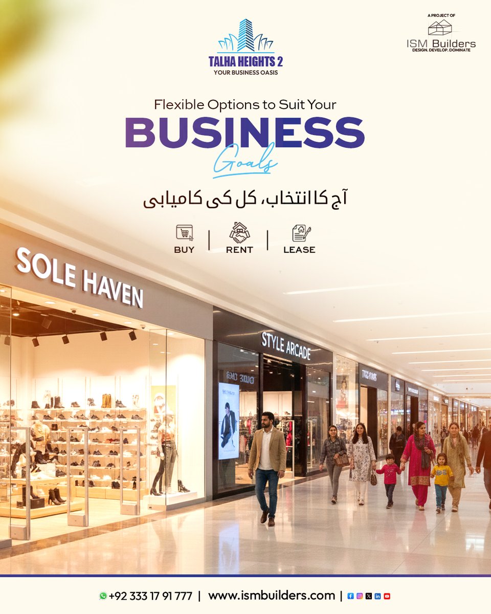 ISMBuilders's tweet photo. Flexible Options to Suit Your Business Goals.
آج کا انتخاب، کل کی کامیابی

📞 Contact: +92-333-1791777
🌐 https://t.co/uiXkDhFnrM

#TalhaHeights2 #ISMBuilders #BuyLeaseRent #CommercialProperty #BusinessOpportunity #RealEstatePakistan #SmartInvestment #RetailSpaces #OfficeSpace https://t.co/NZTDIKadnk