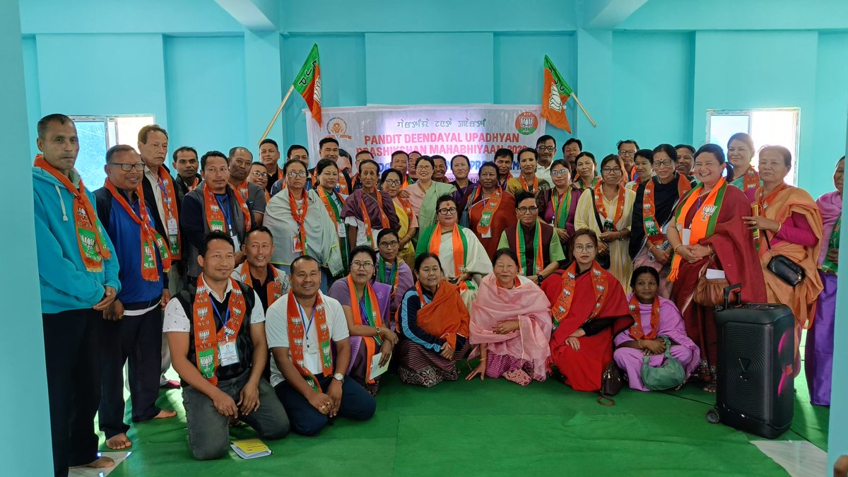 K_Sarat_Kumar's tweet photo. Attended the closing ceremony of the Pandit Deendayal Upadhyay Prashikshan Mahabhiyaan – 2026, a Mandal Level Training Programme held on 1st & 2nd April, 2026, in the presence of BJP Manipur Party President Adhikarimayum Sharda Devi..

It was a meaningful occasion to come together, reflect on our shared goals, and reaffirm our commitment to service and organization building.

@narendramodi @AmitShah @PMOIndia @NitinNabin @tarunchughbjp