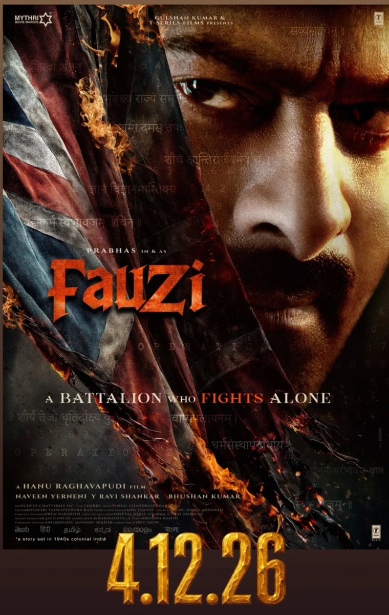 OfficialVishn19's tweet photo. #Fauzi maker's are planning to release on 4.12.26 Worldwide 
Official CNF soon 

#Prabhas‌ 🔥 https://t.co/YSJIcErMXT