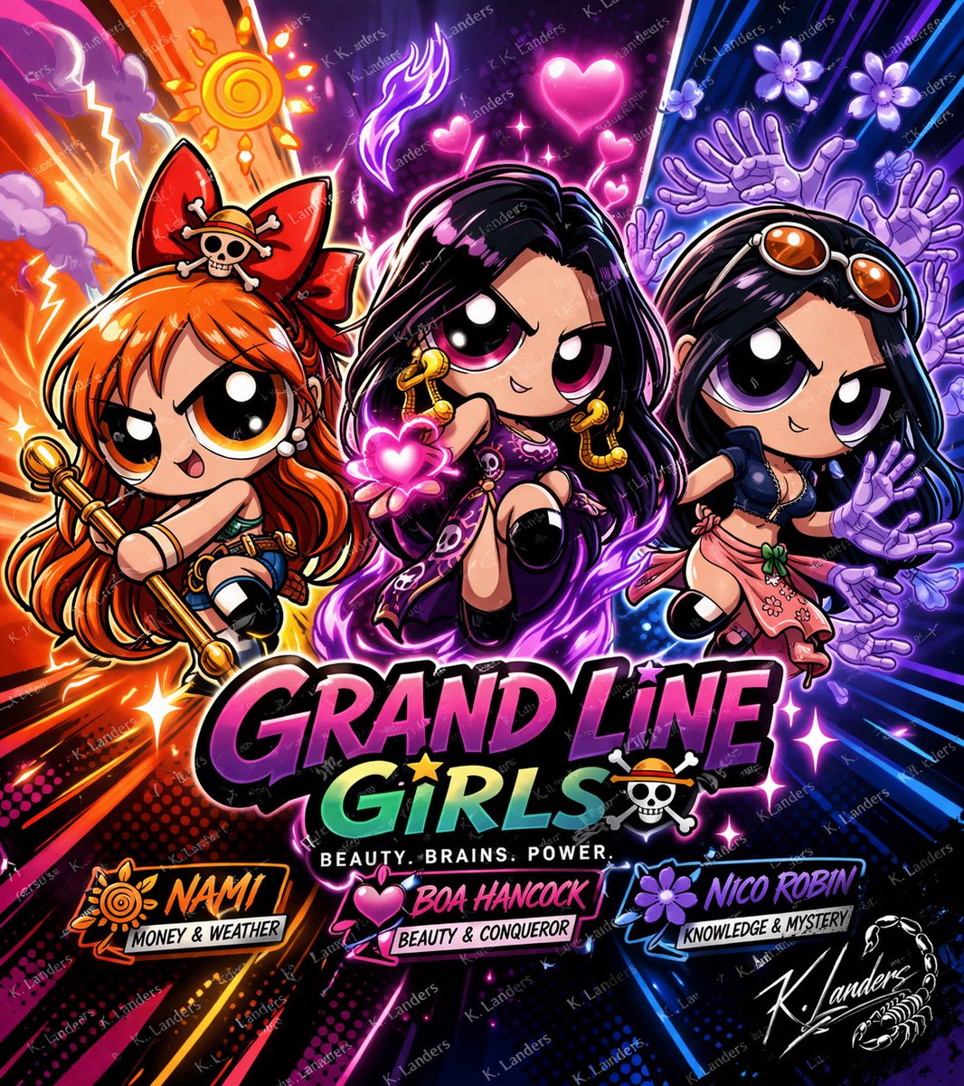teag1959's tweet photo. “The Grand Line Girls”

My “One Piece x Powerpuff Girls Collaboration”

Gimme your thoughts on which one you like better….1, 2, or 3 https://t.co/6NV3mDU4CG