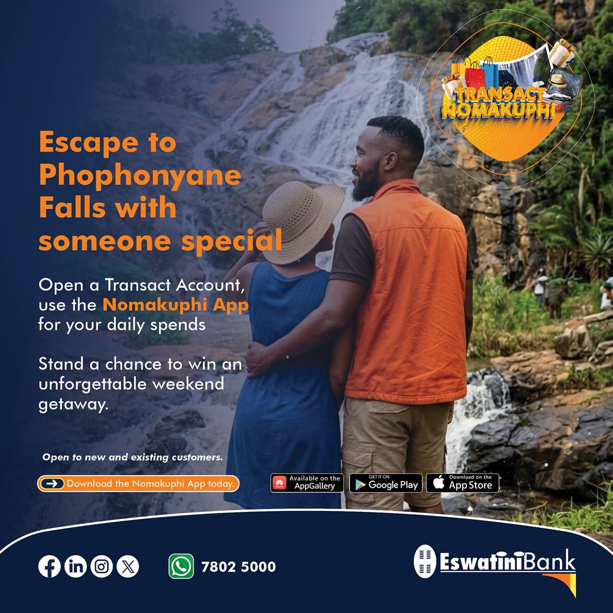 EswatiniB's tweet image. Turn everyday banking into something rewarding 
Transact on the Nomakuphi App and stand a chance to win big.
For assistance:
📞 2409 5000 | 📲 7802 5000
📧 callcenter@swazibank.co.sz
🔗 bit.ly/EBPersonalAcco…
#EswatiniBank #LibhangeLesive #TransactandWin #DigitalBanking