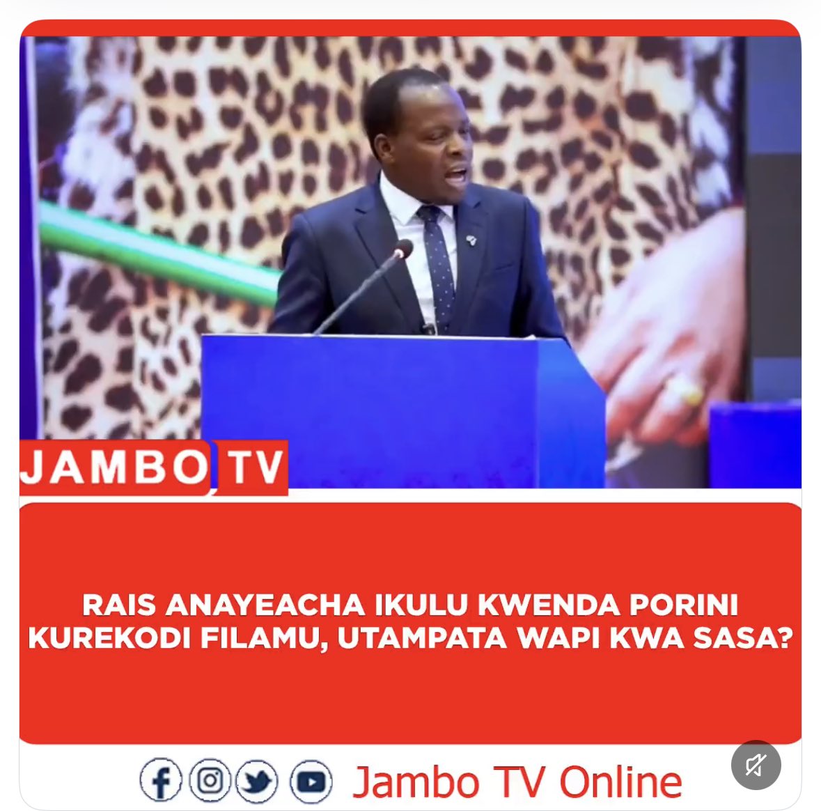 PMadeleka's tweet photo. PONGEZI PONGEZI PONGEZI

Kwa mujibu wa Msemaji wa Serikali ⁦@MsigwaGerson⁩ 👇 TANZANIA ndiyo NCHI PEKEE DUNIANI kwa sasa, ambapo RAIS aliamua KUONDOKA IKULU na KWENDA PORINI KUREKODI FILAMU. Inabidi MARAIS wengine waje KUJIFUNZA Tanzania namna ya KUREKODI FILAMU PORINI. https://t.co/I9Vho4pqwJ