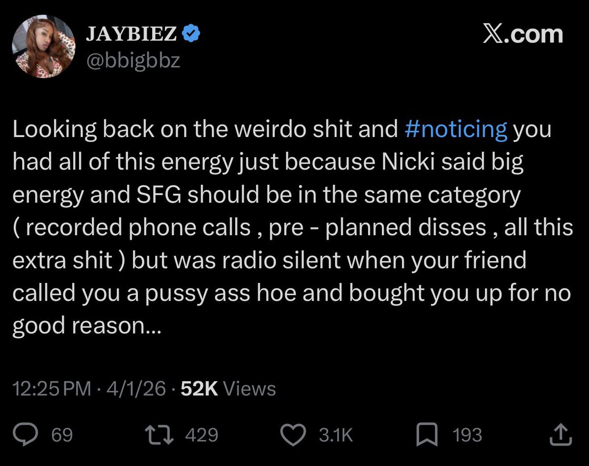 Sir… stay out of women’s business. Nicki called her out first! Nicki had been subbing “Big Energy” for breaking records and receiving accolades, which is sad considering Latto was a new artist. How about telling Nicki not to submit for a category called “Pop” next time.