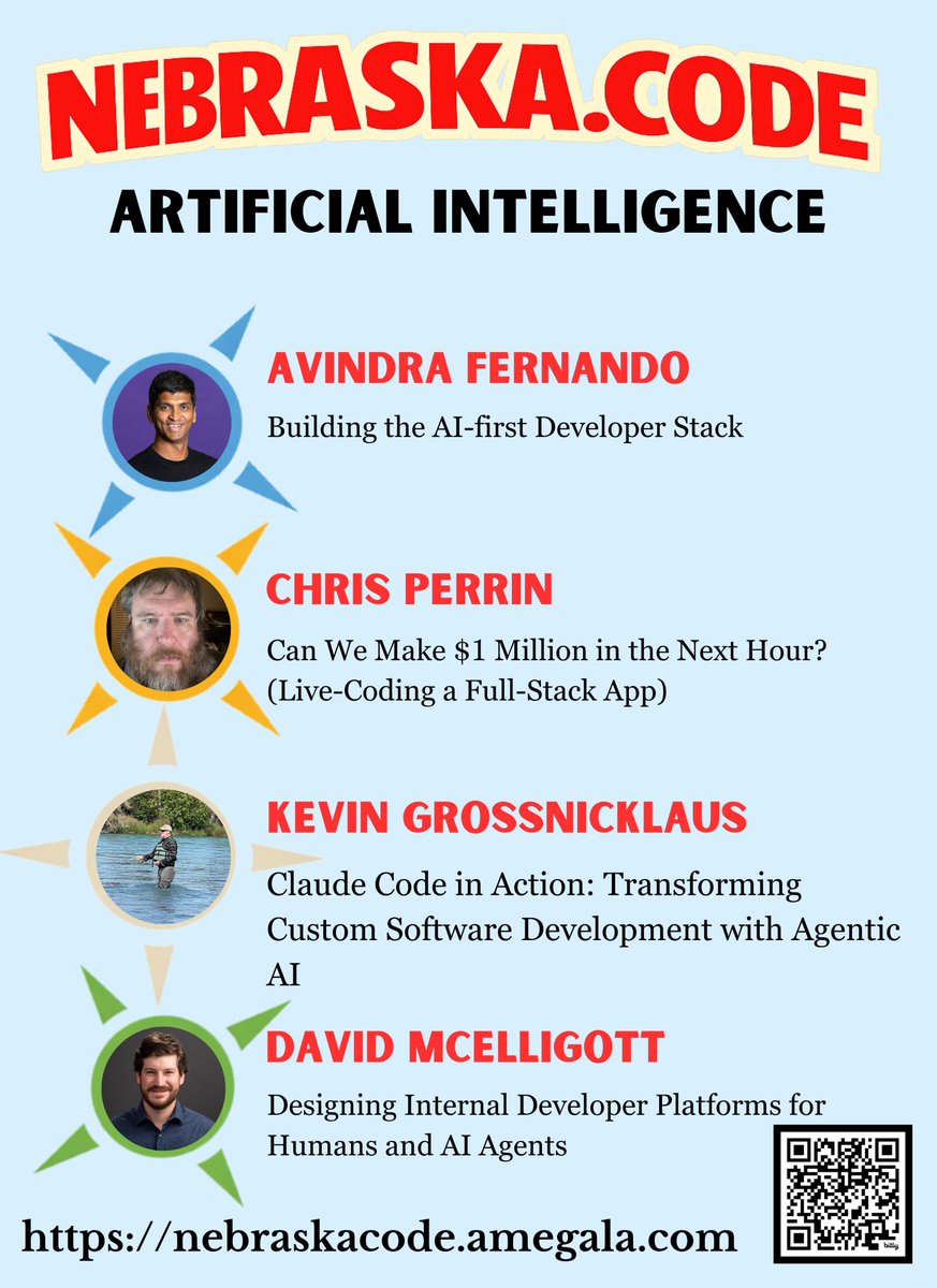 amegala's tweet photo. @avindrafernando, @HelpfulAIGuy, @kvgros & @damcelligott present on Artificial Intelligence at Nebraska.Code() in July.
https://t.co/bkqikbHxXW
@Accenture @PSIServices @DriveSafeKansas @architectnow #AI @CUNE @SDState #FullStack #Claude #AgenticAI #DeveloperPlatforms @iowadot @Offutt_AFB #TechTrends @SiliconPrairie #Nebraska