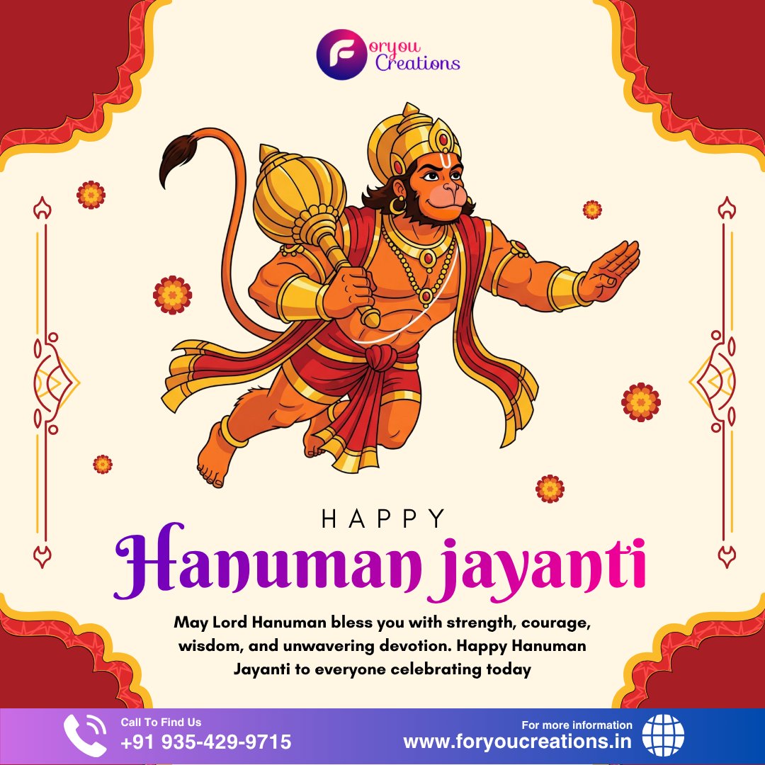 Foryoucreation_'s tweet photo. Happy Hanuman jayanti

#WebDesign #DigitalMarketing #SEO #SocialMediaMarketing #AffordableMarketing https://t.co/bD1njyVAEu