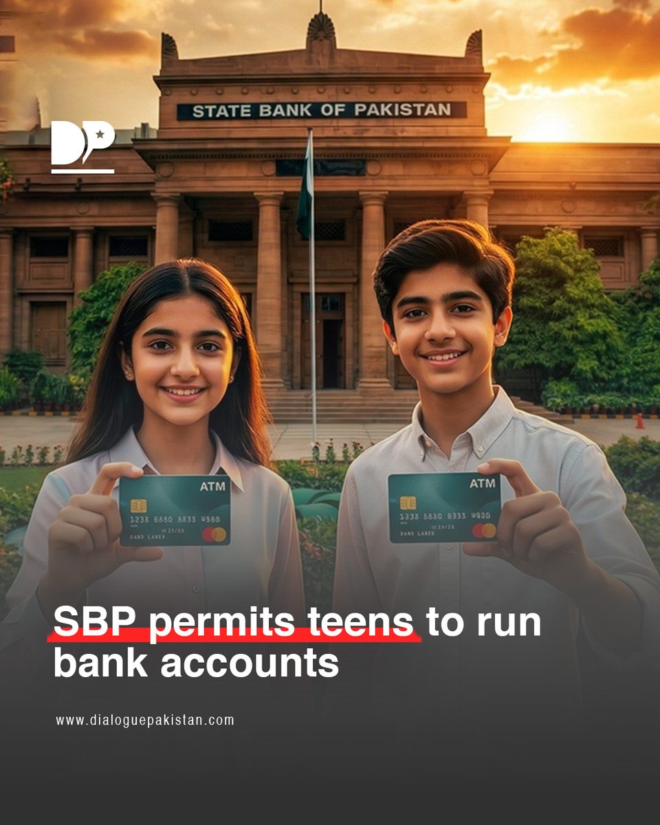 DialoguePak's tweet image. The State Bank of Pakistan (SBP) has introduced a new framework allowing teenagers to independently own and operate bank accounts and digital wallets, expanding access to formal financial services for younger users.

#DialoguePakistan #SBP #Introduced #Framework #Teenagers