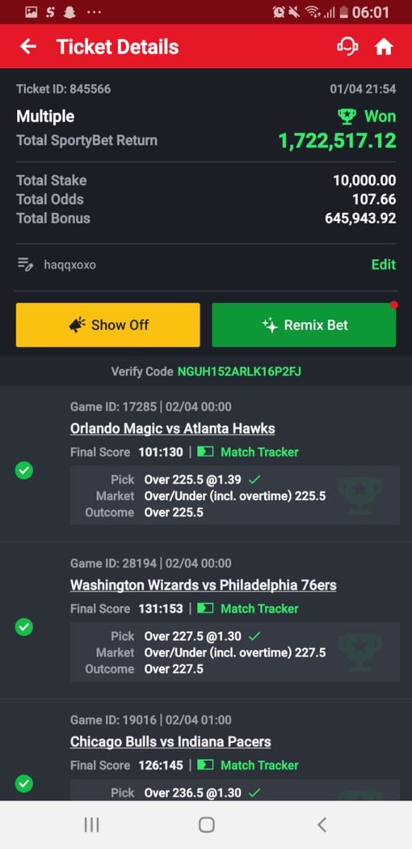107odds bagged, April started well Alhamdulillah ❤️