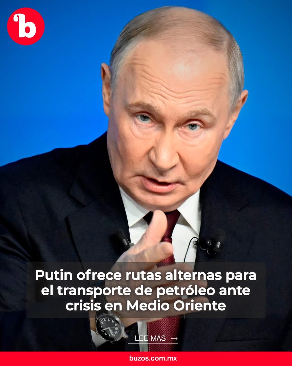 Putin ofrece rutas alternas para transporte de petróleo ante crisis en Medio Oriente 🇷🇺

El mandatario afirmó que "los acontecimientos en Irán ya están teniendo un impacto directo en los mercados energéticos y en el transporte" de hidrocarburos.

Lee más: buzos.com.mx/noticia/putin-…