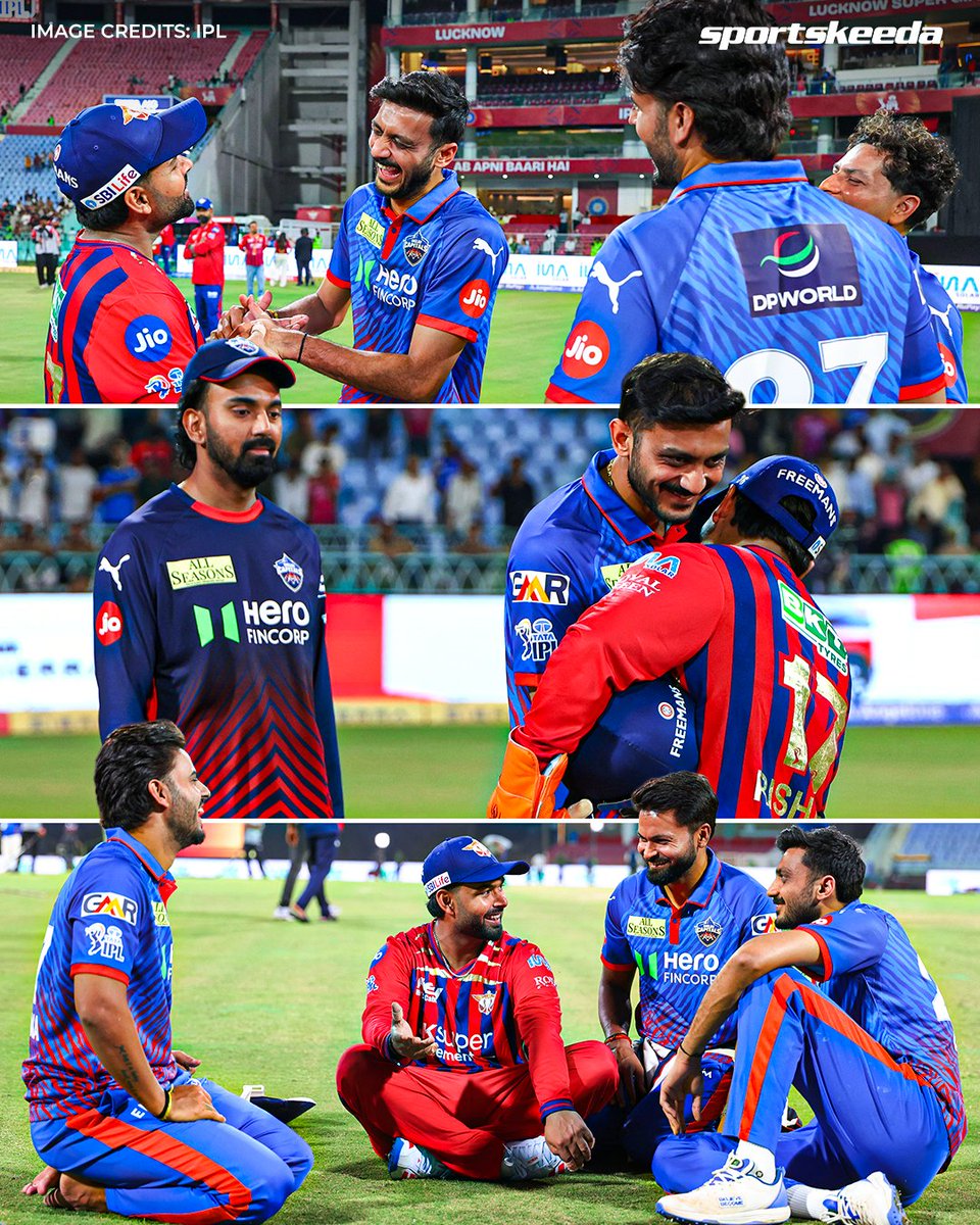 Sportskeeda's tweet photo. Mandatory post-match talks, where the game looks even better. ❤️🤝💙
#IPL2026 #LSGvDC #Sportskeeda https://t.co/ioEOqj9Pre