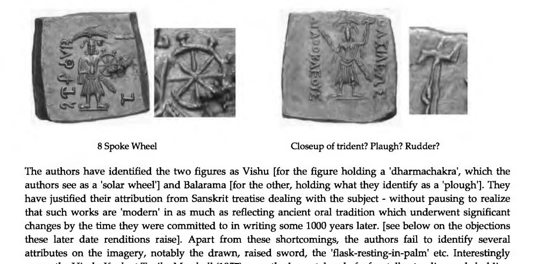 artinchow's tweet image. Coin Conundrum:

ΒΑΣΙΛΕΩΣ: Basileōs
ΑΓΑΘΟΚΛΕΟΥΣ: Agathokleous
Translation: Of King Agathocles

"They have justified their attribution from Sanskrit treatise dealing with the subject-without pausing to realize that such works are 'modern'.."
- Gandharan Deities

#Buddhist
#History
