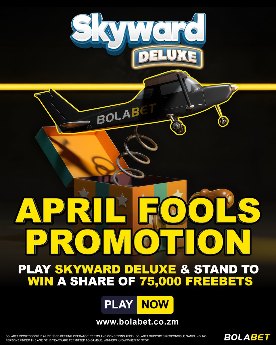 Bolabet_Zambia's tweet photo. APRIL FOOLS… ALL MONTH LONG 💰
Here’s how it works 👇
🎮 Play Skyward Deluxe: https://t.co/NJSetBUmWe
🎯 Trigger Sky Drops for instant rewards
📊 Climb the Daily, Weekly & Monthly Leaderboards
💸 The more you play, the more you WIN
#Bolabet #AprilFoolsPromo #SkywardDeluxe https://t.co/AY4iXJOsrC
