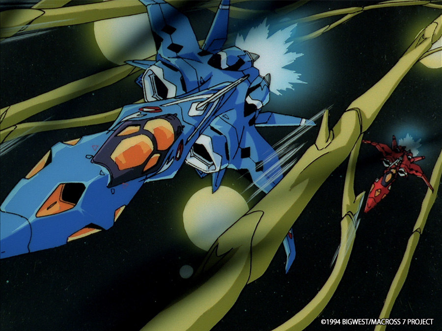 #Macross7 Mecha Introduction

VF-22S Sturmvögel Ⅱ: The production model of the YF-21, the VF-22S was piloted by both Max (blue) and Milia (red) in combat against the Protodeviln.

📺Watch Ep.1: youtu.be/tG1bMJr0-cE?fe…