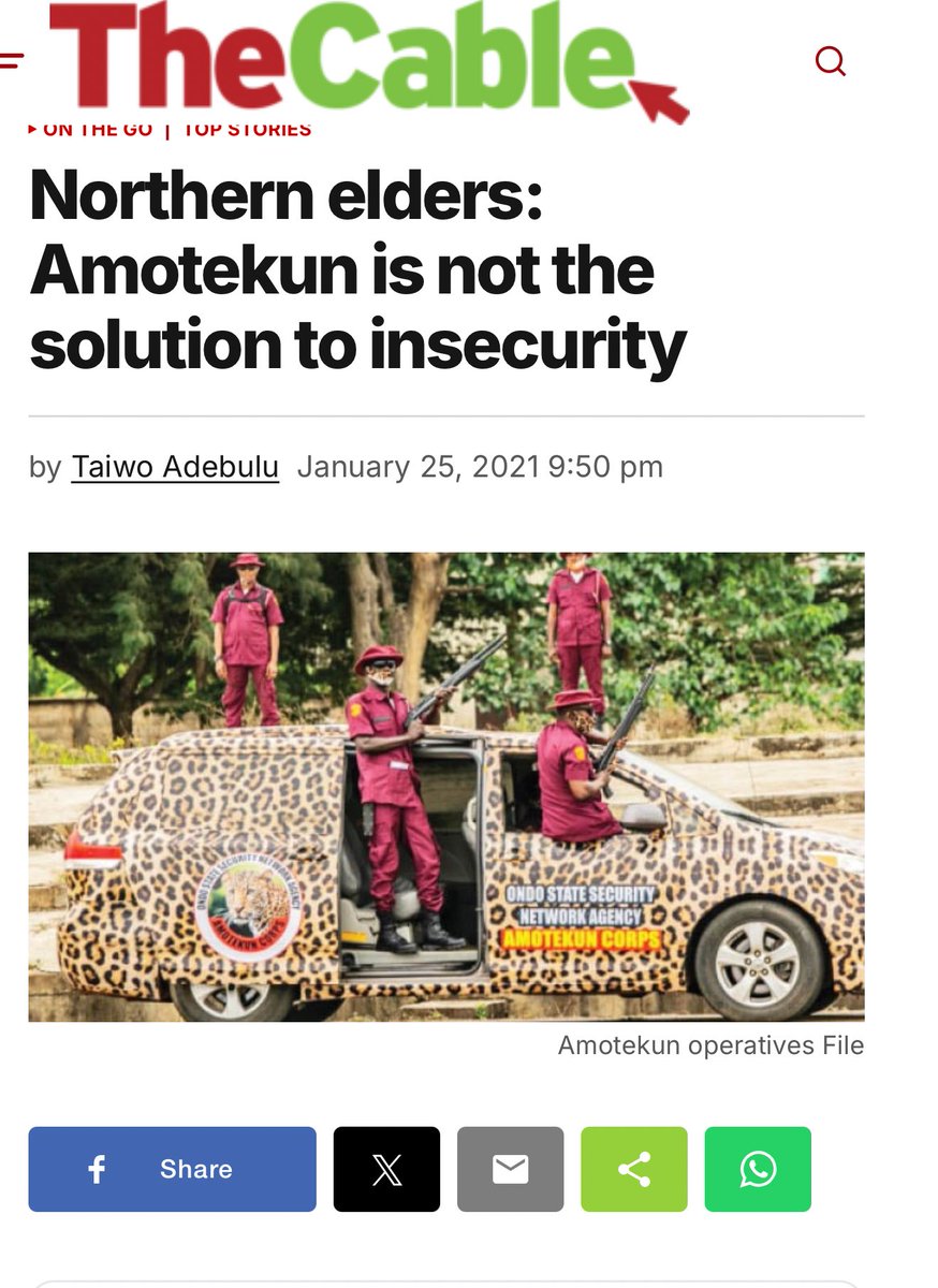 When Amotekun was created, Arewa leaders especially the federal government cabals led by Malami under Buhari were against it. They wanted us defenceless to attacks by Fulani militias who said they will not the attacks without us surrendering lands for them for RUGA.
Six years