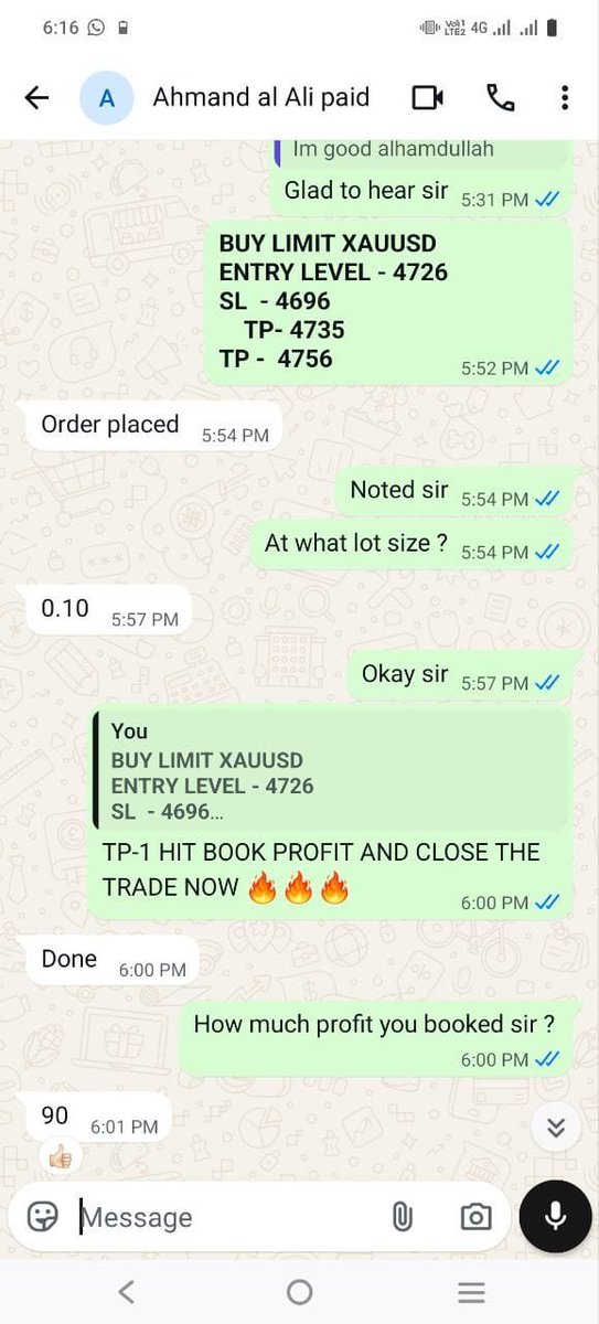 AwangMaeena's tweet photo. Another clean XAUUSD trade executed perfectly 💰

📊 Buy Limit: 4726
🎯 TP1 HIT ✅
💵 Profit Booked: +90
Real signals. Real profits.
If you're serious about trading Gold,
you know where to be. 🚀

https://t.co/5K5L4SzyiJ

#XAUUSD #Gold #ForexSignals #Trading https://t.co/8AKAn9Ptpg