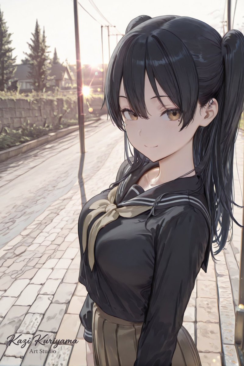 KuriyamaStudio's tweet image. たまに描きたくなるいちぎょうさん。彼女に「やってやりましょう！」って言われたらなんでもがんばれる気がする🎨#HELLOWORLD #一行瑠璃 #ファンアート #AIイラスト