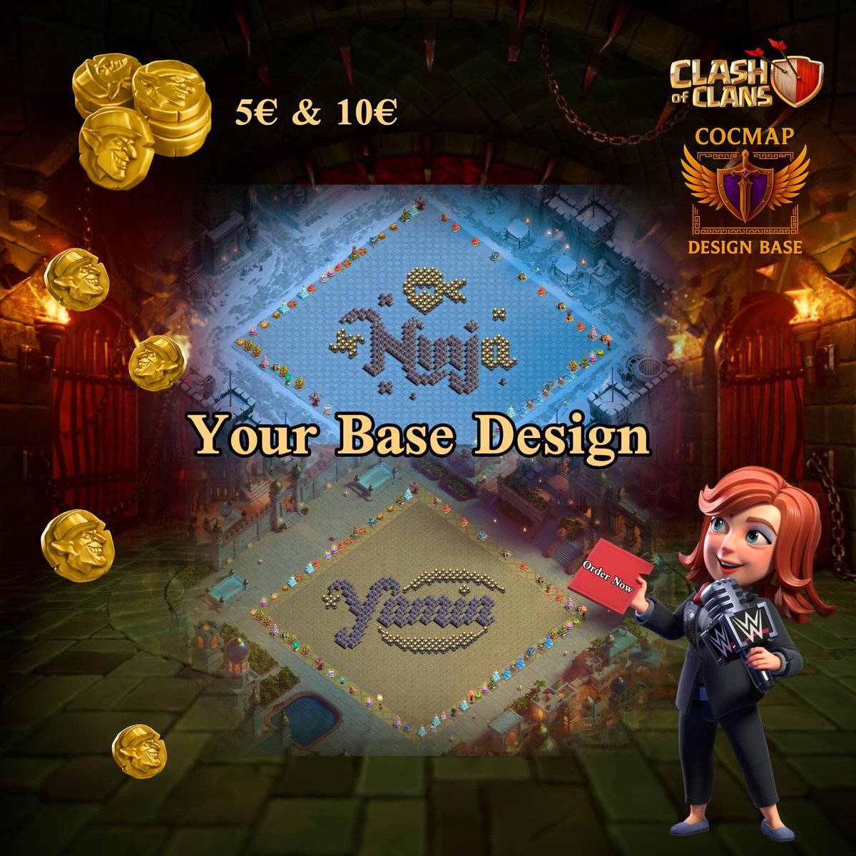 COCMap100's tweet photo. A base designed exactly the way you want. 🔮👌
Your name in your base — a symbol of your power and dominance. 🔥🙌

Message now to get your custom design in different styles. 💌

#ClashOfClans #COC #BaseDesign #CustomBase #NameBase #Gaming #COCDesign #ClashCommunity #MobileGaming https://t.co/zgFnwAEfI4