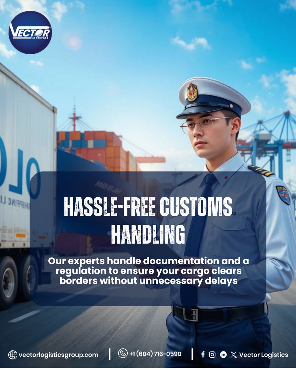 vectorlogigroup's tweet image. Clear customs without the stress 📦
We handle the paperwork, so your cargo moves fast and smooth across borders.

#CustomsClearance #GlobalTrade #LogisticsSolutions #VectorLogisticsGroups #TradyHive