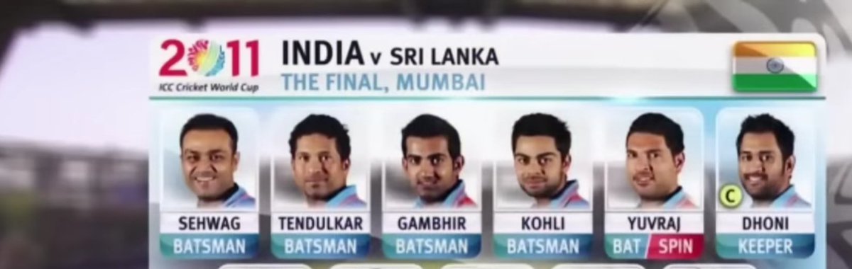 vish_990's tweet photo. This top 6 plus Raina at 7.  India's Peak ODI batting line up.  #CWC2011 https://t.co/59W1XR092B
