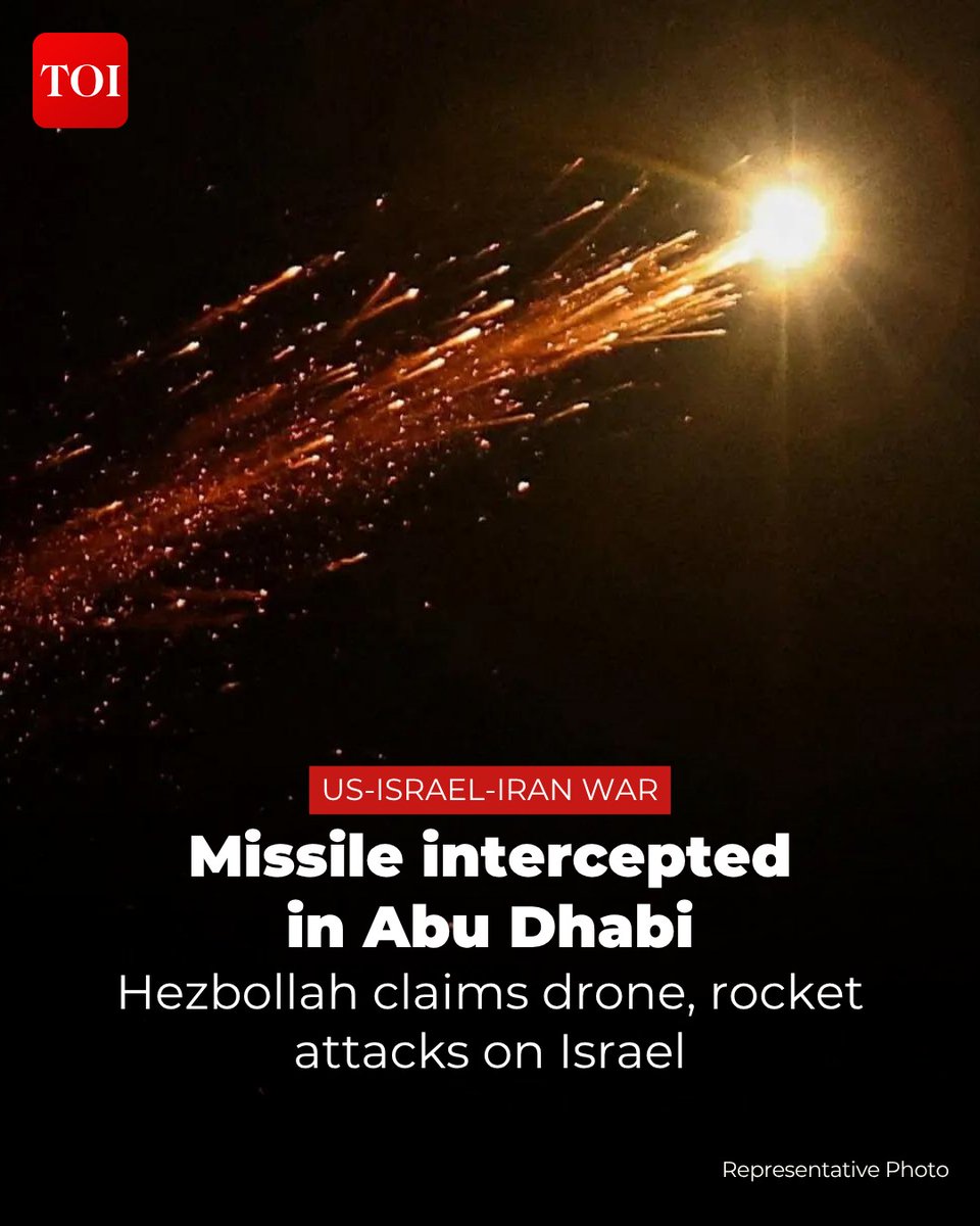 timesofindia's tweet image. Authorities in #AbuDhabi said #airdefence systems intercepted a missile near Khalifa Economic Zones Abu Dhabi (#KEZAD), with minor damage reported and no injuries, as per report.

Track LIVE updates🔗toi.in/jdoCKY
#UAE #Israel #EconomicZones #drone #missile