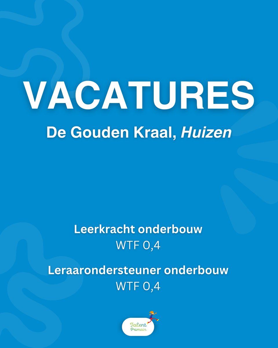 “Help mij het zelf te doen.” 💡

De Gouden Kraal zoekt:
✨ Leerkracht (0,4)
✨ Leerkrachtondersteuner (0,4)

🔗 werkenbijtalentprimair.nl

#vacature #onderwijs #leerkracht #huizen
