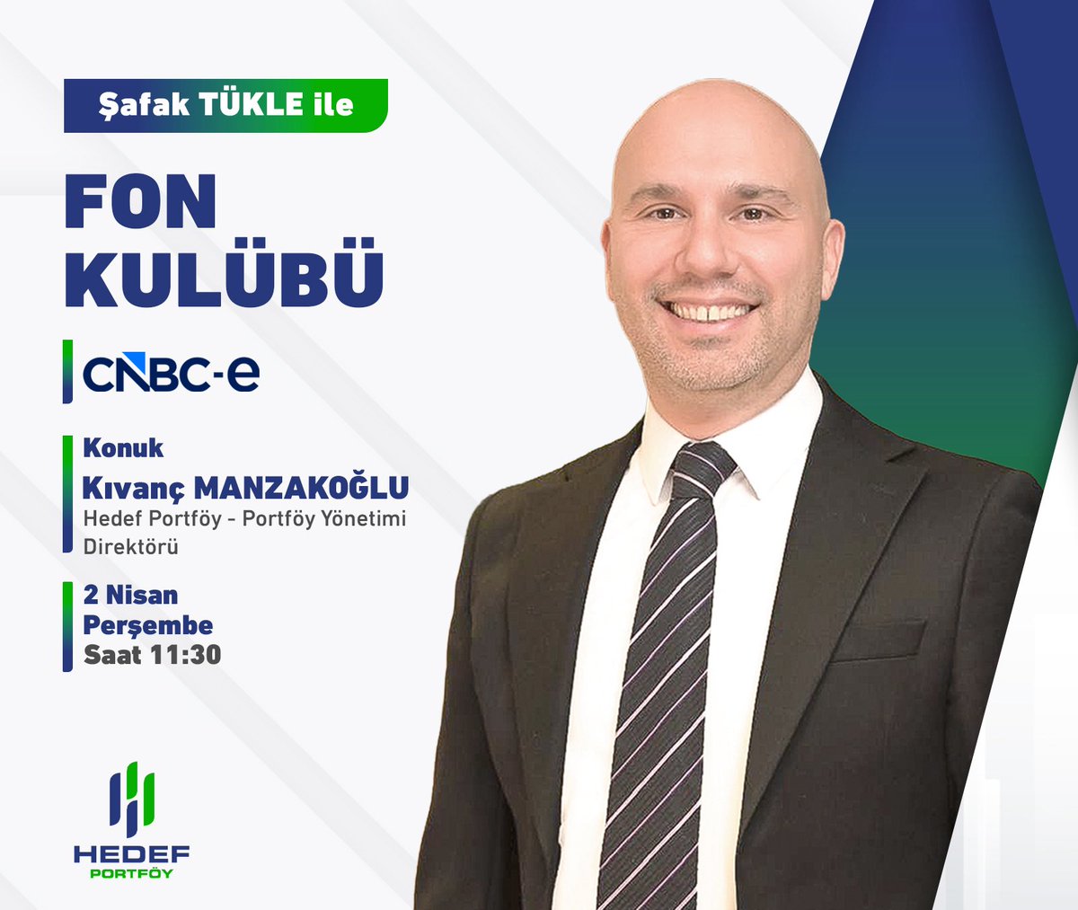 HedefPortfoy's tweet photo. Hedef Portföy-Portföy Yönetimi Direktörü @akivanc78, bugün saat 11:30’da CNBC-e ekranlarında @safaktukle ile Fon Kulübü programına konuk oluyor.

Finansal piyasaların analizi ve ekonomik gündeme dair verimli bir sohbet sizleri bekliyor. https://t.co/blESHZXRWh