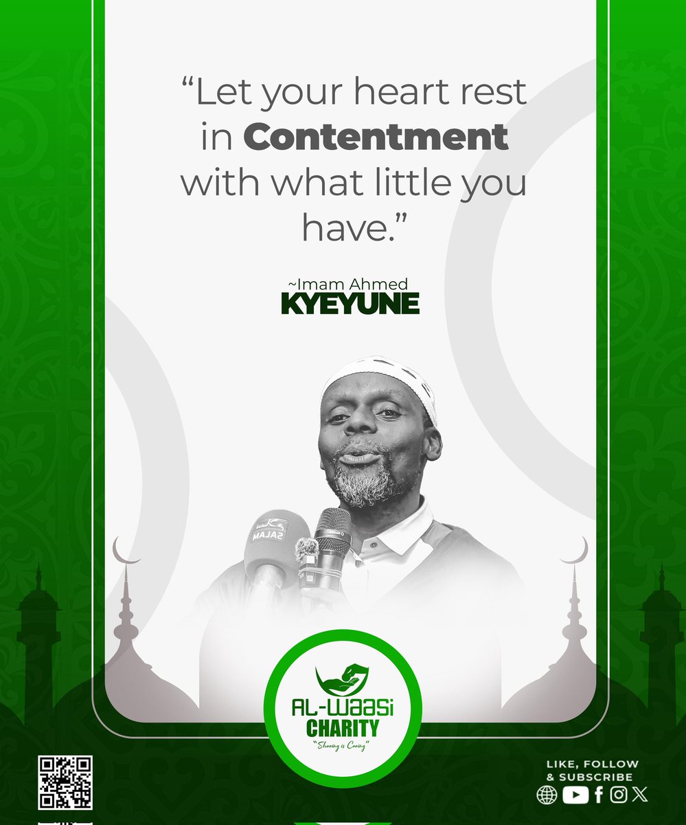 alwaasicharity's tweet photo. Pearls Of Wisdom 🌱
"Let your heart rest in Contentment with whatever little you have." Imam Ahmed Kyeyune
#PearlsOfWisdom
#alwaasicharity
#SharingIsCaring https://t.co/UurxpQlhd5