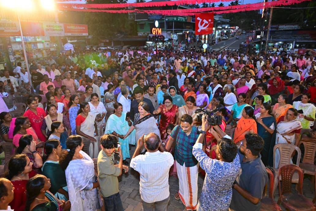 cpimspeak's tweet photo. CPI(M) leader Brinda Karat said that after Prime Minister Narendra Modi, Rahul Gandhi and other Congress leaders are touring Kerala with a “machine of lies.” She was inaugurating LDF election rallies in Palakkad district.
She accused the Congress of not speaking honestly to the people of Kerala. “Their latest guarantee promises a pension of ₹3,000 to women. They should also explain what happened to the promises they made in Karnataka and Telangana,” she said. “They had promised ₹2,500 per month to women and ₹12,000 annually to farmers. Even after two years, not a single paisa has been delivered,” she pointed out.
Comrade Brinda Karat also rejected the Congress’s allegation that CPI(M) has links with the BJP. “Kerala is a state where not a single communal riot has taken place in the past 10 years. The LDF government has not allowed communal ‘bulldozers’ to take root here,” she said. In contrast, she pointed out that in Congress-ruled Karnataka, a minister had recently informed the Assembly that 70 communal incidents had occurred.